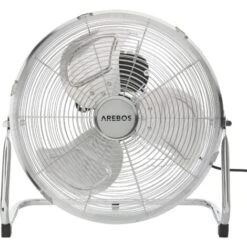 AREBOS Ventilateur De Sol 36cm 14 Pouces 70 W 3 Niveaux De Vitesse Angle D'inclinaison Réglable Argenté