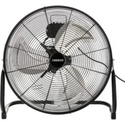AREBOS Ventilateur De Sol 50cm 120W 20 Pouces 3 Niveaux De Vitesse Angle D'inclinaison Réglable Noir