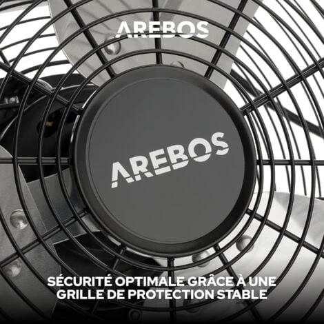 AREBOS Ventilateur De Sol 50cm 120W 20 Pouces 3 Niveaux De Vitesse Angle D'inclinaison Réglable Noir 6 AREBOS Ventilateur De Sol 50cm 120W 20 Pouces 3 Niveaux De Vitesse Angle D'inclinaison Réglable Noir – Image 4