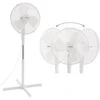 AREBOS Ventilateur Sur Pied 45 Watt Oscillation 80° 3 Niveaux De Vitesse Hauteur Réglable Jusqu'à 122 Cm Silencieux Blanc