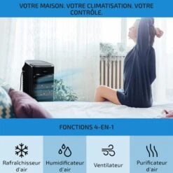 OneConcept Climatiseur Mobile 4 En 1, Climatiseur Portable Avec Humidificateur, Ventilateur, Ioniseur, Climatiseur Mobile Sans Évacuation, 2 Pack Glacons, 3 Modes, 60W, Puissant Débit D'Air De 320m³/h -Climatiseur Et Ventilateur 12605254 3