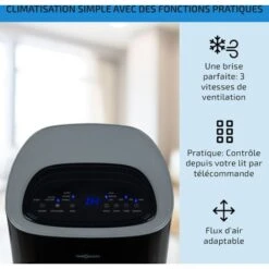 OneConcept Climatiseur Mobile 4 En 1, Climatiseur Portable Avec Humidificateur, Ventilateur, Ioniseur, Climatiseur Mobile Sans Évacuation, 2 Pack Glacons, 3 Modes, 60W, Puissant Débit D'Air De 320m³/h -Climatiseur Et Ventilateur 12605254 4