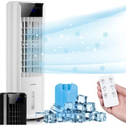 Klarstein Rafraichisseur D'Air 4 En 1, Climatiseur Portable, Humidificateur, Ventilateur, Climatiseur Mobile Sans Évacuation, Silencieux, Pack Glacon, Réservoir 3.5L, 60W, Puissant Débit D'Air 486m³/h