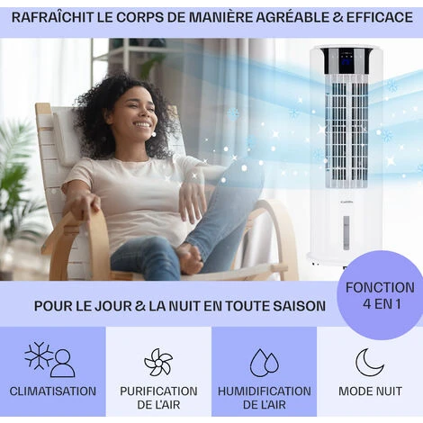 Klarstein Rafraichisseur D'Air 4 En 1, Climatiseur Portable, Humidificateur, Ventilateur, Climatiseur Mobile Sans Évacuation, Silencieux, Pack Glacon, Réservoir 3.5L, 60W, Puissant Débit D'Air 486m³/h 4 Klarstein Rafraichisseur D'Air 4 En 1, Climatiseur Portable, Humidificateur, Ventilateur, Climatiseur Mobile Sans Évacuation, Silencieux, Pack Glacon, Réservoir 3.5L, 60W, Puissant Débit D'Air 486m³/h – Image 2