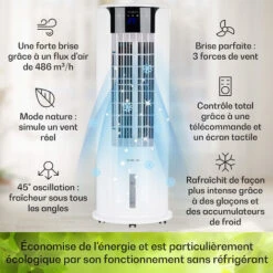 Klarstein Rafraichisseur D'Air 4 En 1, Climatiseur Portable, Humidificateur, Ventilateur, Climatiseur Mobile Sans Évacuation, Silencieux, Pack Glacon, Réservoir 3.5L, 60W, Puissant Débit D'Air 486m³/h 9 Klarstein Rafraichisseur D'Air 4 En 1, Climatiseur Portable, Humidificateur, Ventilateur, Climatiseur Mobile Sans Évacuation, Silencieux, Pack Glacon, Réservoir 3.5L, 60W, Puissant Débit D'Air 486m³/h -Climatiseur Et Ventilateur 12605261 3