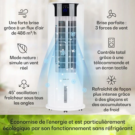 Klarstein Rafraichisseur D'Air 4 En 1, Climatiseur Portable, Humidificateur, Ventilateur, Climatiseur Mobile Sans Évacuation, Silencieux, Pack Glacon, Réservoir 3.5L, 60W, Puissant Débit D'Air 486m³/h 5 Klarstein Rafraichisseur D'Air 4 En 1, Climatiseur Portable, Humidificateur, Ventilateur, Climatiseur Mobile Sans Évacuation, Silencieux, Pack Glacon, Réservoir 3.5L, 60W, Puissant Débit D'Air 486m³/h – Image 3