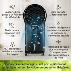 Klarstein Climatiseur Mobile 3 En 1, Climatiseur Portable Avec Humidificateur, Ventilateur, Climatiseur Mobile Sans Évacuation, 2 Pack Glacons, Minuterie, 3 Modes, 90W, Puissant Débit D'Air 1600m³/h -Climatiseur Et Ventilateur 12605279 3