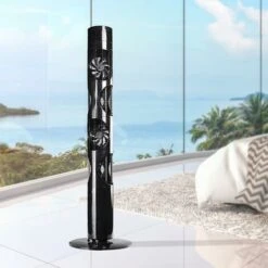 Ventilateur Colonne En Noir 120 Cm, 4 Ventilateurs 360°, 6 Modes De Ventilation, Minuteur, Télécommande En Finition Laquée Brillante Pour Piano 25W - Ventilateur Tour De BRAST