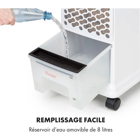 KLARSTEIN Windspiel - Rafraîchisseur D'air 3-en-1, Ventilation, Refroidissement, Humidification, 100 W, 8 Vitesses De Vent, 3 Modes, Oscillation Automatique - Gris 6 KLARSTEIN Windspiel - Rafraîchisseur D'air 3-en-1, Ventilation, Refroidissement, Humidification, 100 W, 8 Vitesses De Vent, 3 Modes, Oscillation Automatique - Gris – Image 4