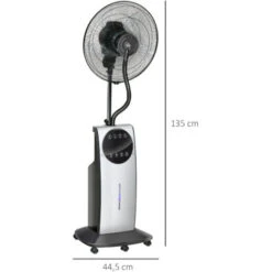HOMCOM Ventilateur Brumisateur Sur Roulettes - Oscillant Silencieux 90 W Avec Télécommande - Minuterie 3 Modes 3 Vitesses Ø 44,5 X 135H Cm Gris Noir 11 HOMCOM Ventilateur Brumisateur Sur Roulettes - Oscillant Silencieux 90 W Avec Télécommande - Minuterie 3 Modes 3 Vitesses Ø 44,5 X 135H Cm Gris Noir -Climatiseur Et Ventilateur 18252873 5