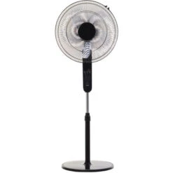HOMCOM Ventilateur Sur Pied Ø 44 Cm Hauteur Réglable Oscillant Silencieux 45 W Avec Télécommande Minuterie 3 Modes 3 Vitesses Noir