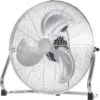 HOMCOM Grand Ventilateur De Bureau Ø 51 Cm Silencieux Puissant 100 W 3 Vitesses Tête Réglable Gris Métal