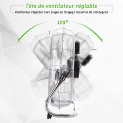 HOMCOM Grand Ventilateur De Bureau Ø 51 Cm Silencieux Puissant 100 W 3 Vitesses Tête Réglable Gris Métal -Climatiseur Et Ventilateur 18252877 4
