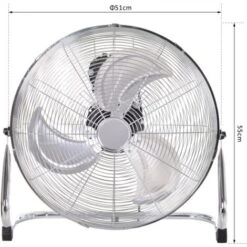 HOMCOM Grand Ventilateur De Bureau Ø 51 Cm Silencieux Puissant 100 W 3 Vitesses Tête Réglable Gris Métal -Climatiseur Et Ventilateur 18252877 5