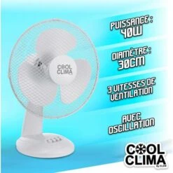 Ventilateur De Table 40W - 30cm - Cool Clima -Climatiseur Et Ventilateur 18328649 2