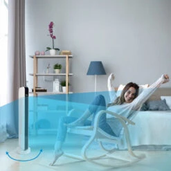 Suntec Ventilateur Colonne Coolbreeze 9000 TO Slim+ Avec Télécommande, 90 Cm, 3 Vitesses, Minuterie + 3 Modes De Fonctionnement + Oscillation, Ecran LED, Silence Extrême, Blanc, Puissance Max. 50W -Climatiseur Et Ventilateur 19322960 5