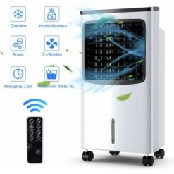 COSTWAY Rafraîchisseur D'Air 4 En 1 Avec Télécommande, Minuterie 7,5H-Réservoir D'eau 8L Et 2 Conteneurs De Glace 3 Modes Et 3 Vitesses Variables,Fonction D'Oscillation Automatique -Climatiseur Et Ventilateur 19926643 5
