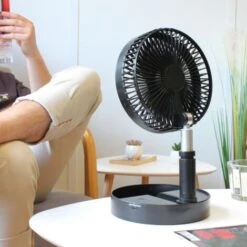 Ventilateur Sur Pied Sans Fil USB - Silencieux 4 Vitesses - Pliable & Télescopique 35 à 100cm - Noir -Climatiseur Et Ventilateur 23629412 5