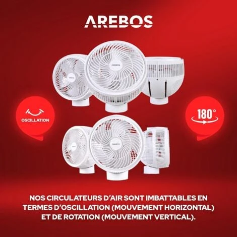 AREBOS Ventilateur De Table Avec Télécommande & Minuterie 55W Oscillation 3D Ventilateur Avec 4 Niveaux De Vitesse 4 AREBOS Ventilateur De Table Avec Télécommande & Minuterie 55W Oscillation 3D Ventilateur Avec 4 Niveaux De Vitesse – Image 2