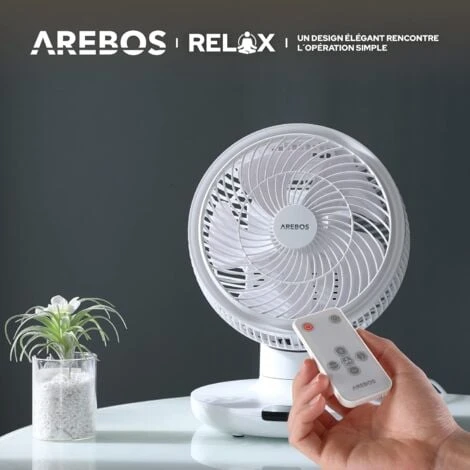 AREBOS Ventilateur De Table Avec Télécommande & Minuterie 55W Oscillation 3D Ventilateur Avec 4 Niveaux De Vitesse 5 AREBOS Ventilateur De Table Avec Télécommande & Minuterie 55W Oscillation 3D Ventilateur Avec 4 Niveaux De Vitesse – Image 3