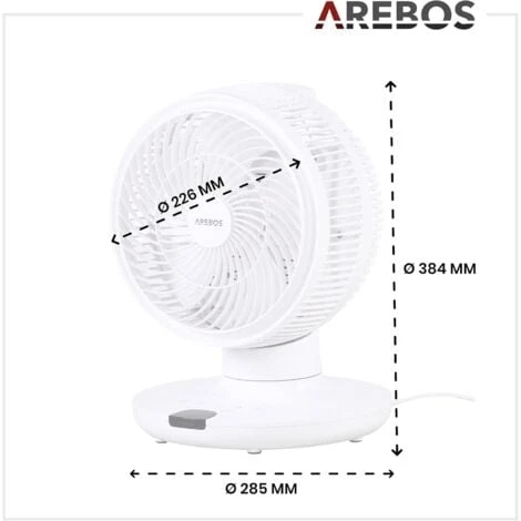 AREBOS Ventilateur De Table Avec Télécommande & Minuterie 55W Oscillation 3D Ventilateur Avec 4 Niveaux De Vitesse 7 AREBOS Ventilateur De Table Avec Télécommande & Minuterie 55W Oscillation 3D Ventilateur Avec 4 Niveaux De Vitesse – Image 5
