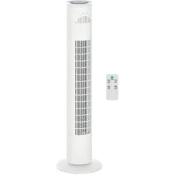 HOMCOM Ventilateur Colonne Tour Oscillant 45 W Silencieux Télécommande Incluse Minuterie 3 Modes 3 Vitesses Blanc