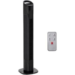 HOMCOM Ventilateur Colonne Tour Oscillant 50 W Silencieux Télécommande Incluse Minuterie 3 Modes 3 Vitesses Noir