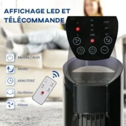 HOMCOM Ventilateur Colonne Tour Oscillant 50 W Silencieux Télécommande Incluse Minuterie 3 Modes 3 Vitesses Noir -Climatiseur Et Ventilateur 30391077 3