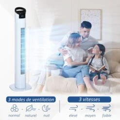 HOMCOM Ventilateur Colonne Tour Oscillant 50 W Silencieux Télécommande Incluse Minuterie 3 Modes 3 Vitesses Blanc Noir 10 HOMCOM Ventilateur Colonne Tour Oscillant 50 W Silencieux Télécommande Incluse Minuterie 3 Modes 3 Vitesses Blanc Noir -Climatiseur Et Ventilateur 30391079 4