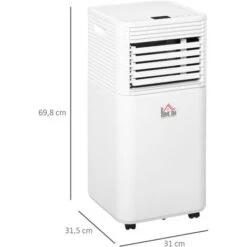 HOMCOM Climatiseur Portable 10.000 BTU/h - Ventilateur, Déshumidificateur - Réfrigérant Naturel R290 - Télécommande - Débit D'air 360 M³/h - Blanc -Climatiseur Et Ventilateur 31135107 3