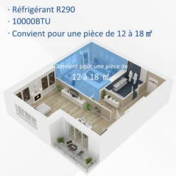 HOMCOM Climatiseur Portable 10.000 BTU/h - Ventilateur, Déshumidificateur - Réfrigérant Naturel R290 - Télécommande - Débit D'air 360 M³/h - Blanc -Climatiseur Et Ventilateur 31135107 5