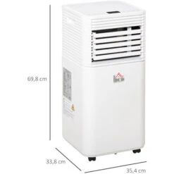 HOMCOM Climatiseur Portable 9.000 BTU/h - Ventilateur, Déshumidificateur - Réfrigérant Naturel R290 - Télécommande - Débit D'air 360 M³/h - Blanc -Climatiseur Et Ventilateur 31135111 3