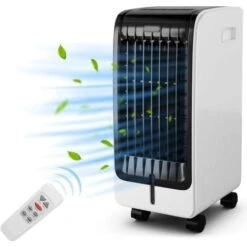 GOPLUS Rafraîchisseur D’Air Mobile 4 En 1, 75W, Fonction De Réfrigération, Humidification, Purification, Ventilation, Réservoir 6L,3 Vitesses, Minuterie 8H, Oscillation, Contrôle Télécommande/Écran