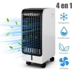 GOPLUS Rafraîchisseur D’Air Mobile 4 En 1, 75W, Fonction De Réfrigération, Humidification, Purification, Ventilation, Réservoir 6L,3 Vitesses, Minuterie 8H, Oscillation, Contrôle Télécommande/Écran -Climatiseur Et Ventilateur 34761957 4