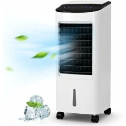 GOPLUS 7L Refroidisseur D'Air, Climatiseur Portable Avec Oscillation Reglable, Ventilateur Froid Mobile Avec 3 Vitesses, Rafraichisseur D'air Avec Minuterie, 3 Modes, Pour La Maison/Bureau