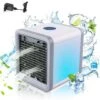 Mini Climatiseur Portable Silencieux - Ventilateur Mobile 3 Vitesses - Réservoir Eau 650mL - LED 7 Couleurs - USB