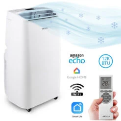 NANTAI - Climatiseur Mobile - Wifi - 3500W - 12000 BTU - Design Compact - Gaz R290 - Puissant Et Silencieux - Eco-responsable - Classa A - 3 Vitesses - 45 M2