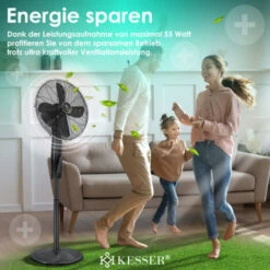 KESSER® Ventilateur Sur Pied En Métal Avec Télécommande, Application, Fonction Wifi Minuterie Ventilateur Sur Pied - Fonction Oscillation 80 degrés, 55 W - 3 vitesses, Ventilateur Réglable En Hauteur, -Climatiseur Et Ventilateur 50753487 3