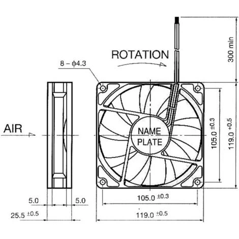 NMB Minebea 4710KL-04W-B50 Ventilateur Axial 12 V/DC 195 M³/h (L X L X H) 119 X 119 X 25 Mm 5 NMB Minebea 4710KL-04W-B50 Ventilateur Axial 12 V/DC 195 M³/h (L X L X H) 119 X 119 X 25 Mm – Image 3