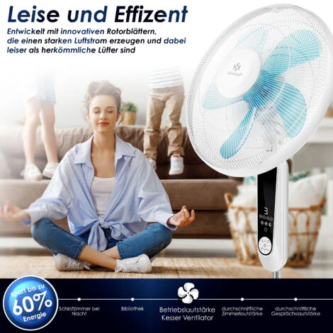 KESSER® Ventilateur Sur Pied Avec Télécommande Et Affichage LED - Minuterie, Oscillation Silencieuse à 80 degrés - 60 Watt - Ventilateur à Hauteur Réglable Entre 115 Et 134 cm - Tête Inclinable à 35 d 5 KESSER® Ventilateur Sur Pied Avec Télécommande Et Affichage LED - Minuterie, Oscillation Silencieuse à 80 degrés - 60 Watt - Ventilateur à Hauteur Réglable Entre 115 Et 134 cm - Tête Inclinable à 35 d – Image 3