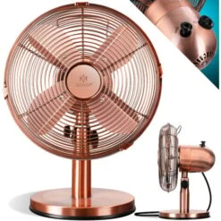 KESSER® - Ventilateur De Table Au Design Rétro, Entièrement Métallique, Oscillation à 80° - Ventilateur Silencieux Avec 3 vitesses - Commutable Machine à Vent Angle D’inclinaison D’environ à 40°, En