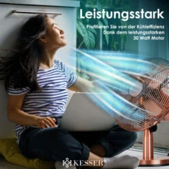 KESSER® - Ventilateur De Table Au Design Rétro, Entièrement Métallique, Oscillation à 80° - Ventilateur Silencieux Avec 3 vitesses - Commutable Machine à Vent Angle D’inclinaison D’environ à 40°, En -Climatiseur Et Ventilateur 51605431 3