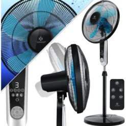 KESSER® - Ventilateur Sur Pied Avec Télécommande Et Affichage LED - Minuterie 24 vitesses Oscillation Silencieuse 80 degrés - 60 watts - Ventilateur Réglable En Hauteur 115 - 134 cm - Tête Inclinab