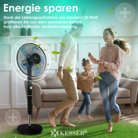 KESSER® Ventilateur Sur Pied Avec Télécommande Et Affichage LED - Minuterie, 12 vitesses - Oscillation Silencieuse 80 degrés - Ventilateur Réglable En Hauteur 120 - 135 cm - Tête Inclinable 35 degrés, 3 KESSER® Ventilateur Sur Pied Avec Télécommande Et Affichage LED - Minuterie, 12 vitesses - Oscillation Silencieuse 80 degrés - Ventilateur Réglable En Hauteur 120 - 135 cm - Tête Inclinable 35 degrés, – Image 2