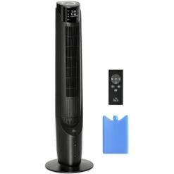 HOMCOM Ventilateur Colonne Tour Rafraichisseur D'air 2 En 1 Oscillant 60 W Ultra Silencieux Télécommande Incluse Minuterie 4 Modes 3 Vitesses Ø 31 X 107 Cm Noir