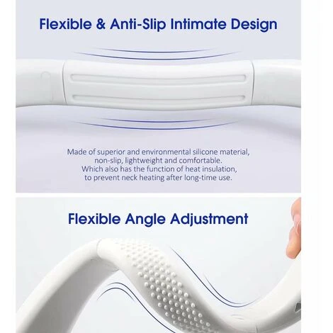 Ventilateur Portable Cou, Ventilateur USB Mains Libres Sans Lame, Mini Ventilateur De Cou Silencieux Sans Pale Rechargeable, Flux D’air à 360° ,Blanc,GUazhuni 4 Ventilateur Portable Cou, Ventilateur USB Mains Libres Sans Lame, Mini Ventilateur De Cou Silencieux Sans Pale Rechargeable, Flux D’air à 360° ,Blanc,GUazhuni – Image 2