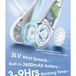 Ventilateur Portable Cou, Ventilateur USB Mains Libres Sans Lame, Mini Ventilateur De Cou Silencieux Sans Pale Rechargeable, Flux D’air à 360° ,Blanc,GUazhuni 9 Ventilateur Portable Cou, Ventilateur USB Mains Libres Sans Lame, Mini Ventilateur De Cou Silencieux Sans Pale Rechargeable, Flux D’air à 360° ,Blanc,GUazhuni -Climatiseur Et Ventilateur 53993214 3