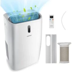 COSTWAY Climatiseur Mobile 5 En 1 R290 16000BTU [Classe énergétique A] Contrôle Télécommande/APP Rafraîchissement Déshumidification Ventilateur Chauffageet Mode Nuit