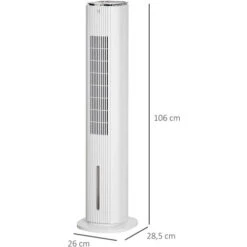 HOMCOM Ventilateur Colonne Rafraichisseur D'air 2 En 1 - Puissance 80 W - Oscillant, Silencieux - Timer, 3 Modes, 3 Vitesses - Télécommande Incluse - Blanc -Climatiseur Et Ventilateur 54817228 3