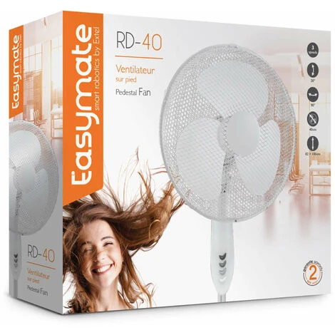 Ventilateur Sur Pied Easymate RD 40 3 Vitesses Pied Réglable 80 à 100 Cm Tête Inclinable - Lot De 5 4 Ventilateur Sur Pied Easymate RD 40 3 Vitesses Pied Réglable 80 à 100 Cm Tête Inclinable - Lot De 5 – Image 2